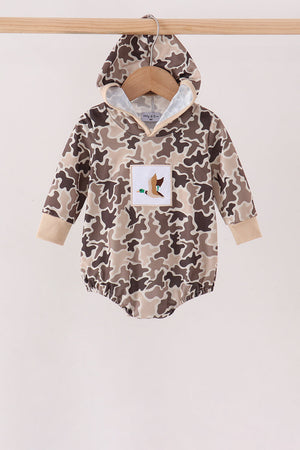 Camouflage duck embroidery hoodie bubble
