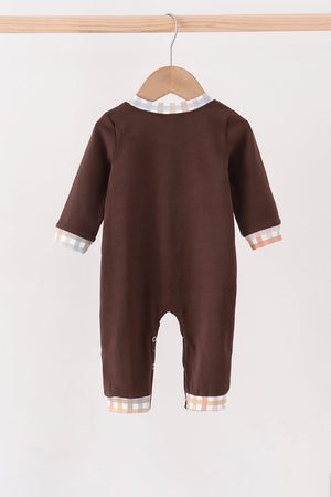 Brown deer applique romper