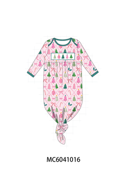 Pink Christmas Tree Embroidery Gown