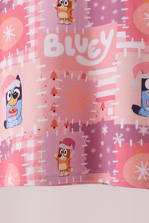 Purple christmas bluey bamboo ruffle pajama set