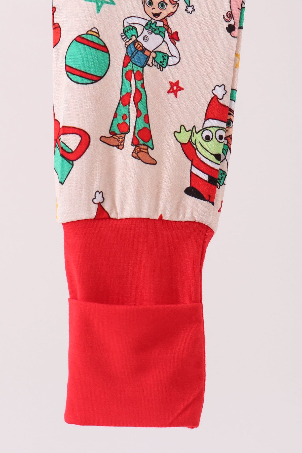 Red christmas toy story ruffle bamboo romper