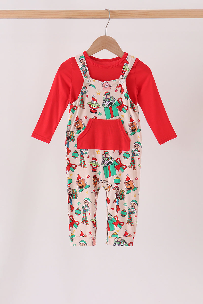 Red christmas toy story bamboo 2pc set