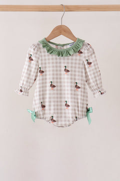 Green Duck Ruffle Gingham Bubble