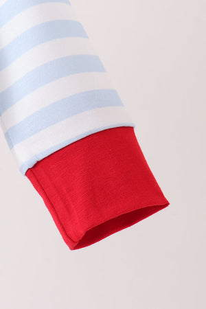 Blue stripe firework applique romper