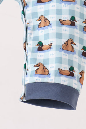 Blue mallard duck embroidery romper