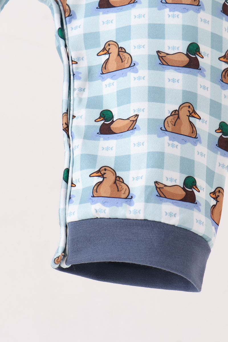 Blue mallard duck embroidery romper