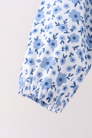 Blue floral print skorts set