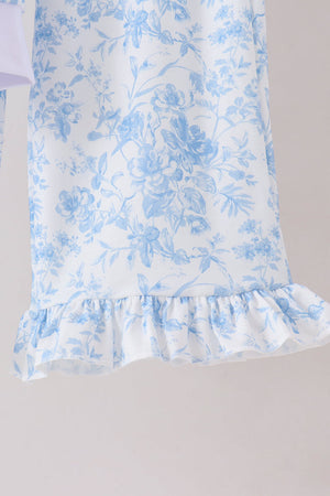 Blue floral print mom&me pants set