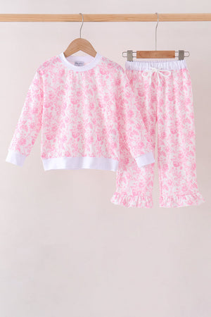 Pink floral print mom&me pants set