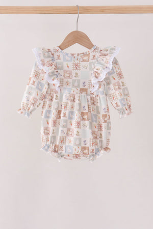 Khaki farm checkered ruffle bubble
