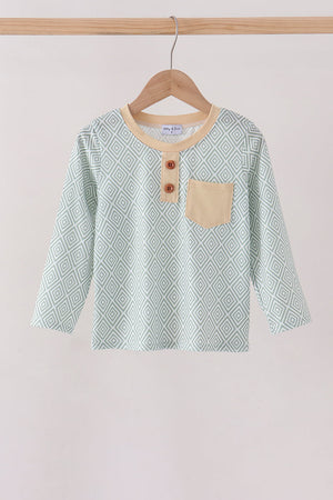Khaki Geo Diamond Pocket Top