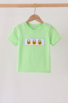 Green Jack-O-Lantern embroidery top