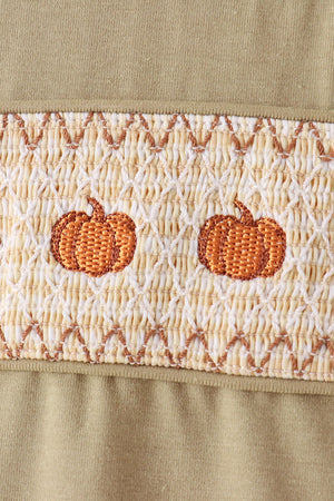 Sage pumpkin embroidery top