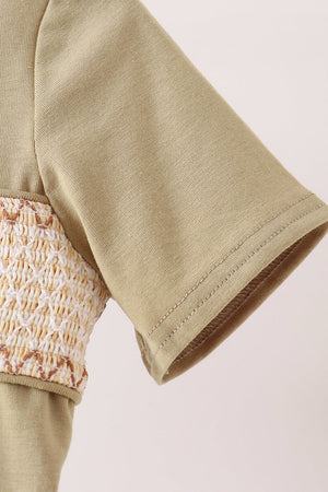Sage pumpkin embroidery top