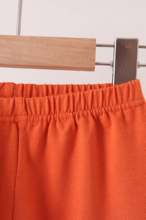 Vintage pumpkin smocked ruffle pants set