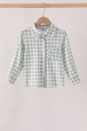 Sage plaid pocket button down shirt