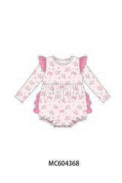 Pink floral bow ruffle bubble
