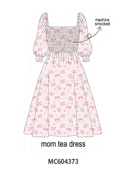 Pink Floral Bow Smocked mom dress