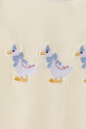 Beige goose embroidery romper