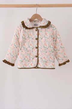Sage floral ruffle jacket