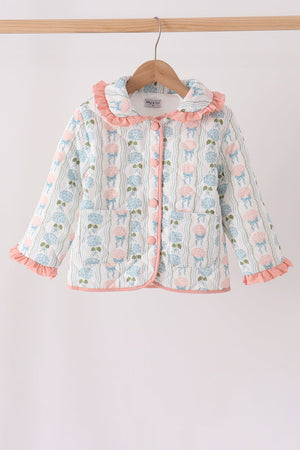Blue hydrangea ruffle jacket