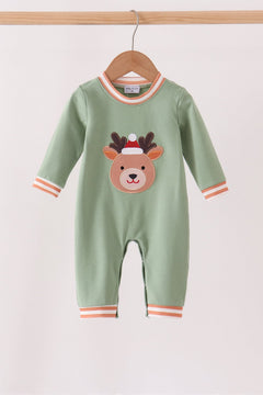 Sage Reindeer Applique Romper