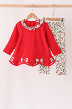 Red Bow Ruffle Pants Set
