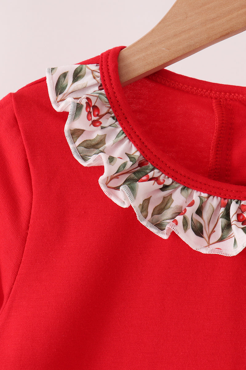 Red Bow Ruffle Pants Set