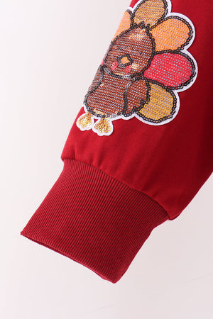 Rust turkey sequin mom&me top
