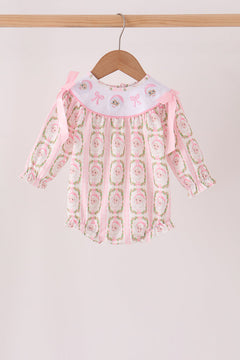 Pink santa bow embroidery bubble
