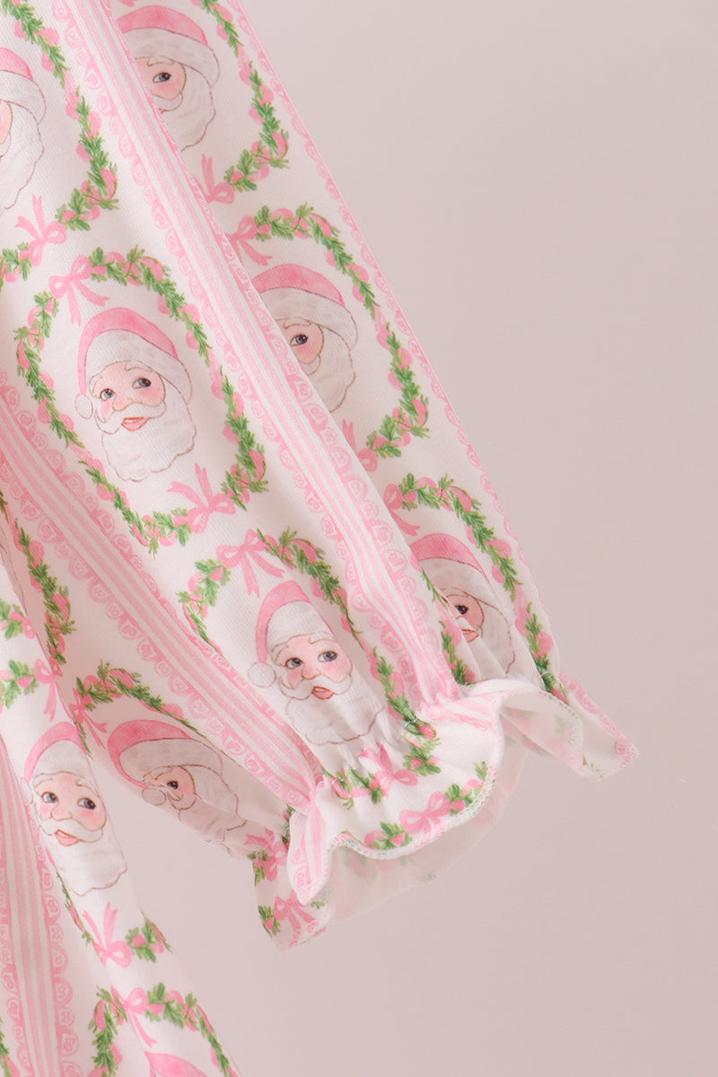 Pink Santa Bow Embroidery Dress