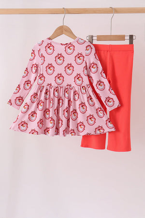 Pink santa claus bamboo pants set