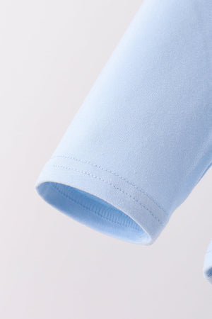 Blue Turkey Applique Gingham Pants Set