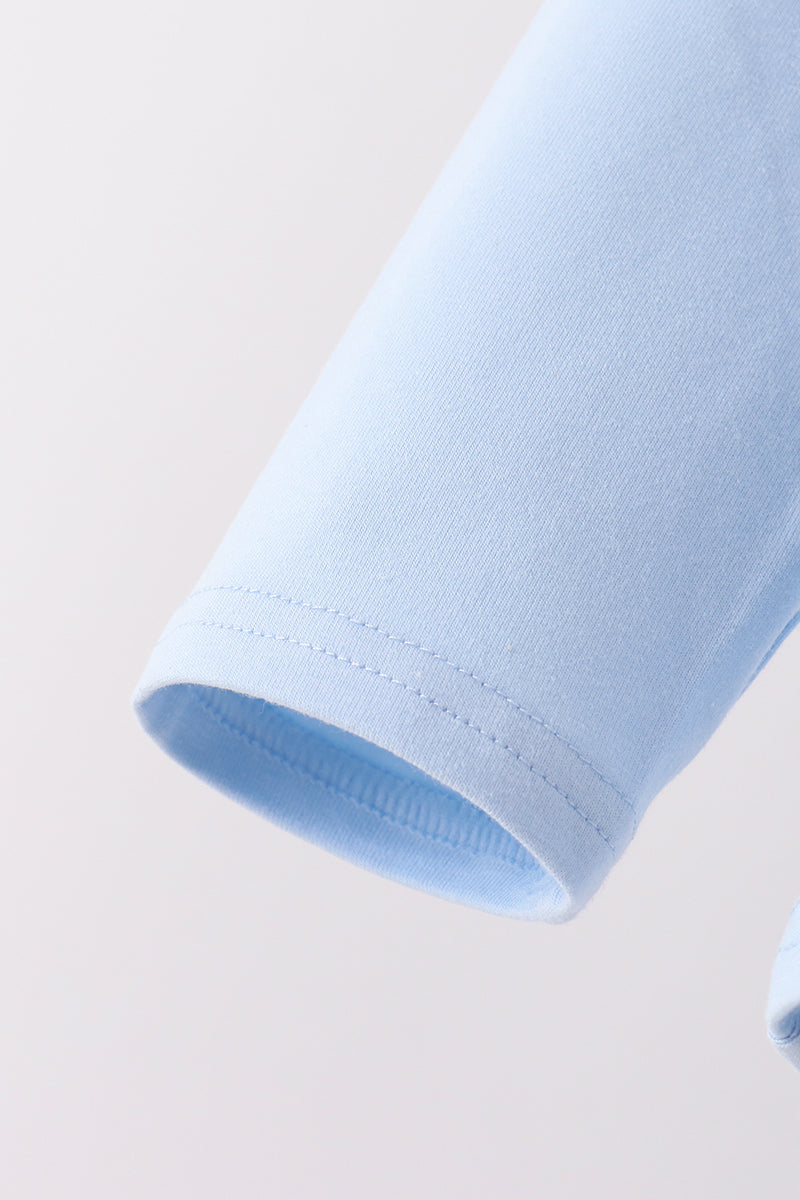 Blue Turkey Applique Gingham Pants Set