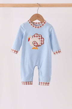 Blue turkey applique romper