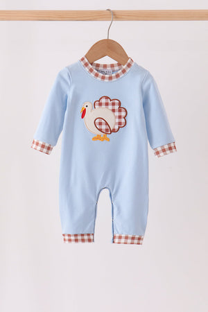 Blue turkey applique romper