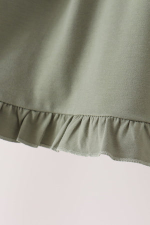 Green goose pumpkin embroidery dress