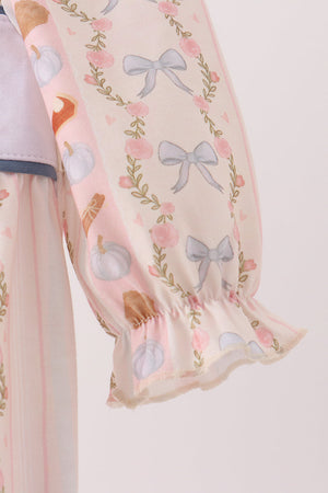 Pumpkin Pie Bow Embroidery Ruffle Bubble