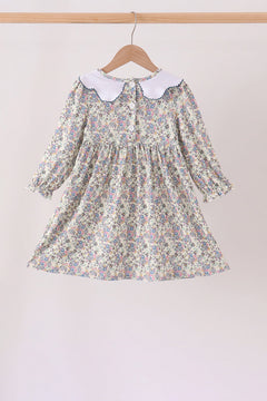 Blue turkey embroidery dress