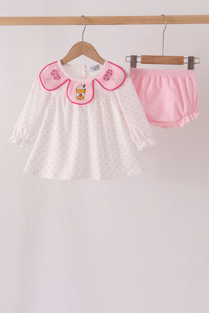 Pink french knot dot bloomer set