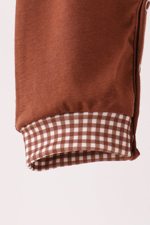 Brown turkey embroidery romper