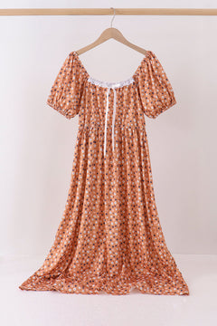 Fall floral print mom dress