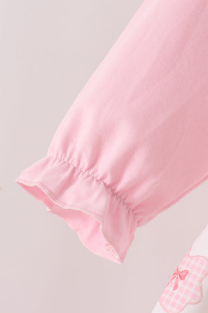Pink chicken embroidery pants set