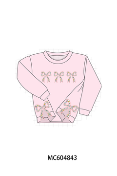 Pink Floral Bow Applique Top