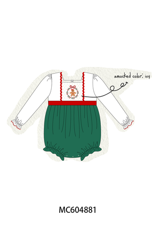 Green Gingerbread Smocked Bubble
