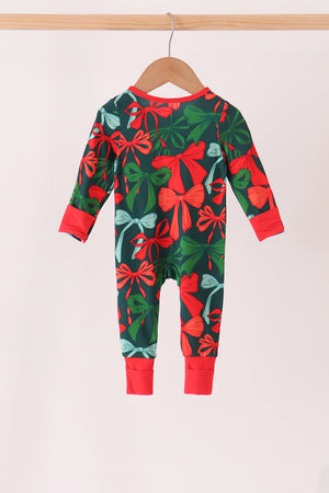 Forest Bow Zip Bamboo Romper