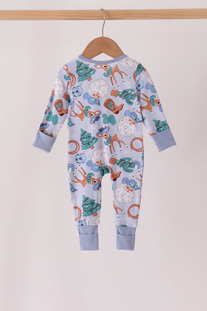 Blue Cowboy Bamboo Romper