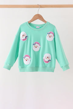 Mint Santa Sequin Mom&me Top