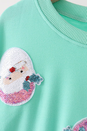 Mint Santa Sequin Mom&me Top