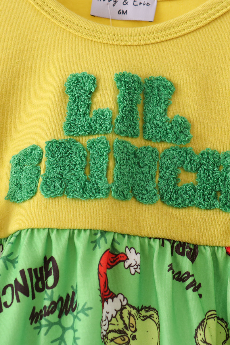Green Grinch French Knot Bow Bubble